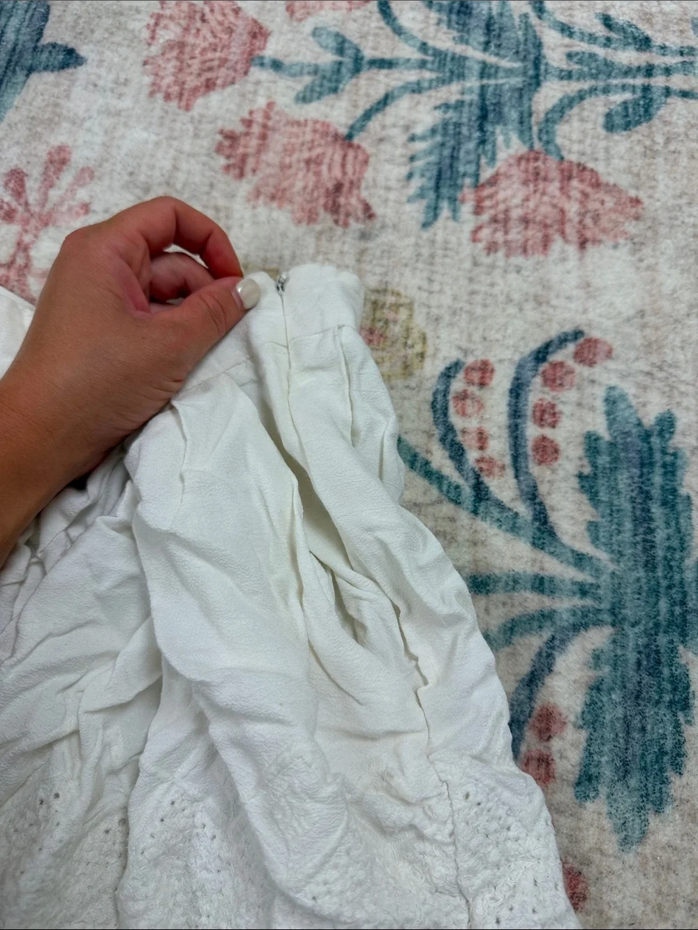 Free People White Eyelet Ruffle Shorts with Scalloped Hem